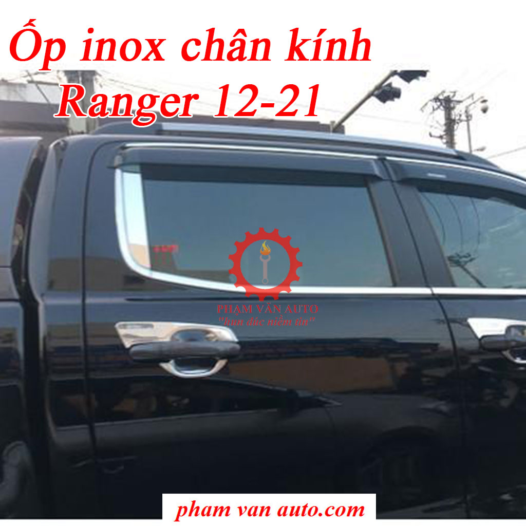 Ốp inox nẹp ngoài chân kính Ford Ranger 2012-2020 hàng chất lượng cao