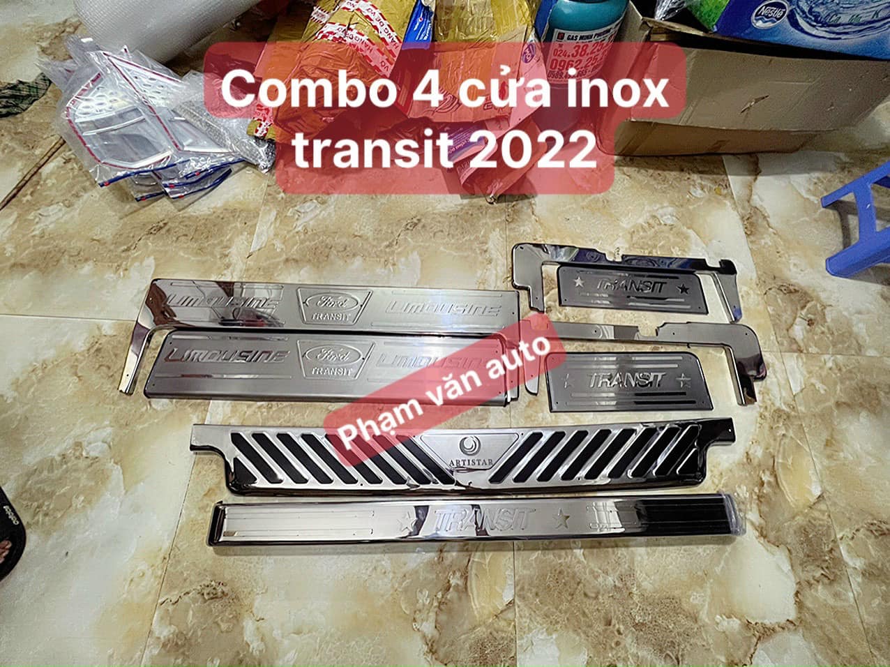 Combo Ốp Inox 4 Cửa Ford Transit 2022-2024 Hàng Chất Lượng Cao Giá Rẻ